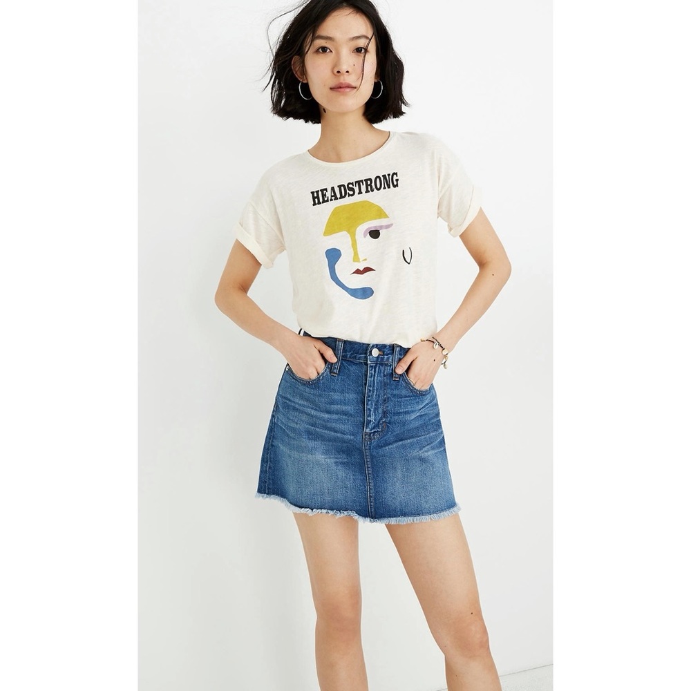 Madewell Rigid Denim A-Line Skirt with Fringe